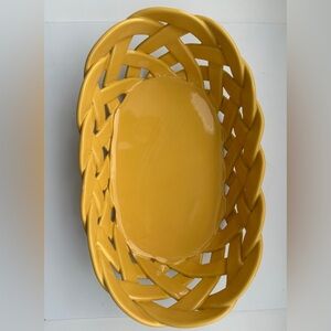 Primo'Gi Ceramic Yellow Woven Basket, Handmade in Italy